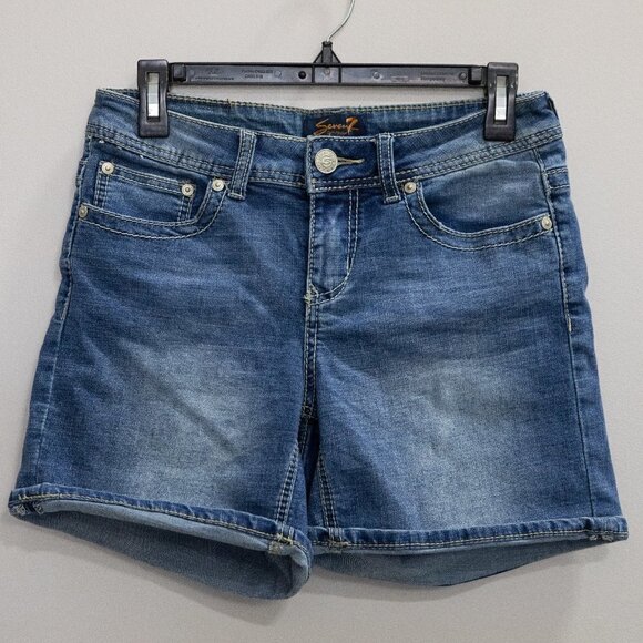 Seven7 mid rise jean shorts-6 - Picture 1 of 5